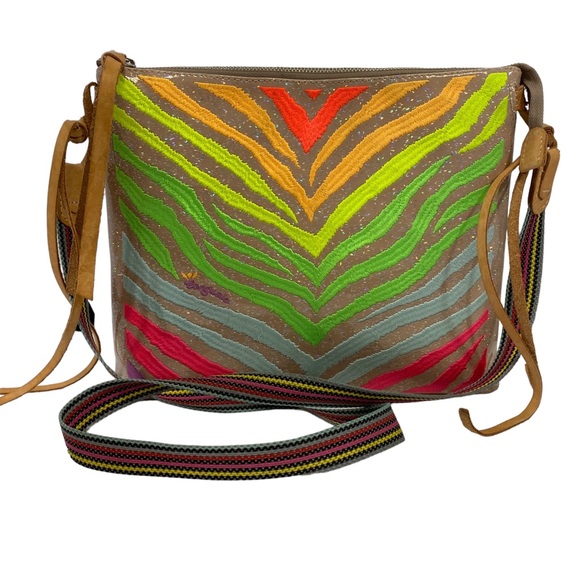 Consuela Tan and Multicolor Crossbody Bag - Picture 1 of 8